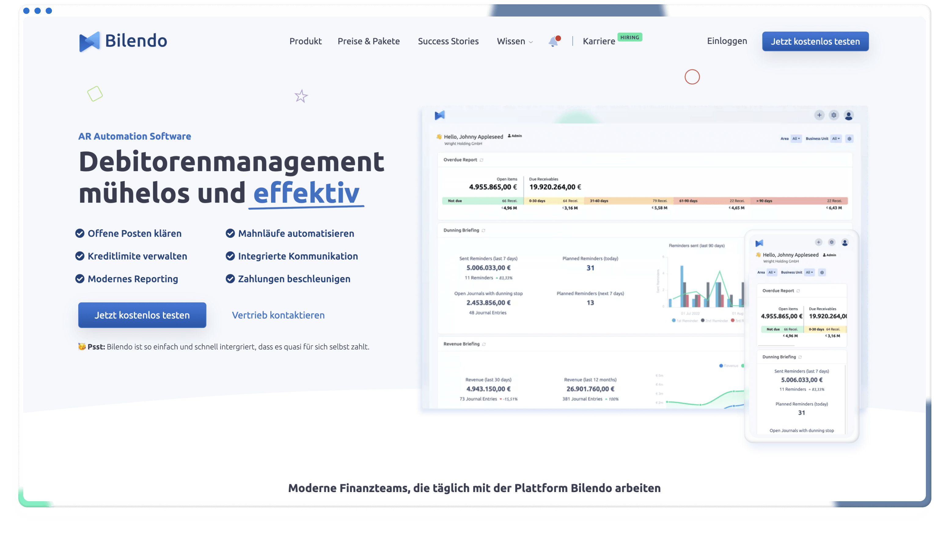 Bilendo A/R Automation desktop